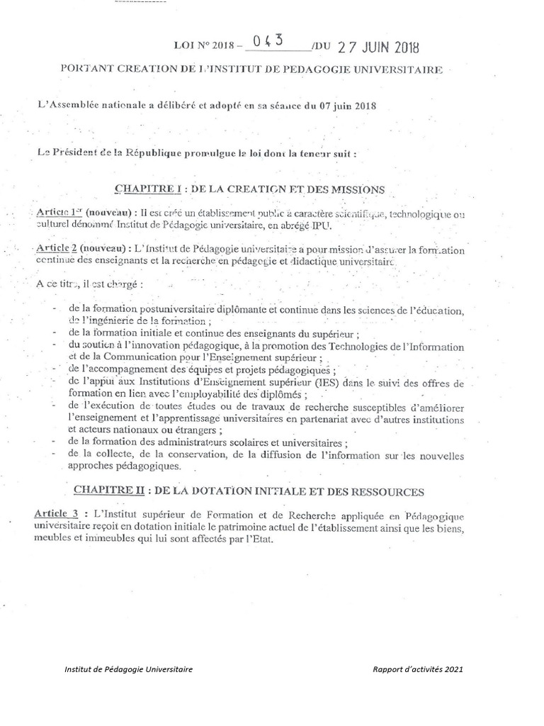 Rapport d'activités 2021 - IPU | PDF