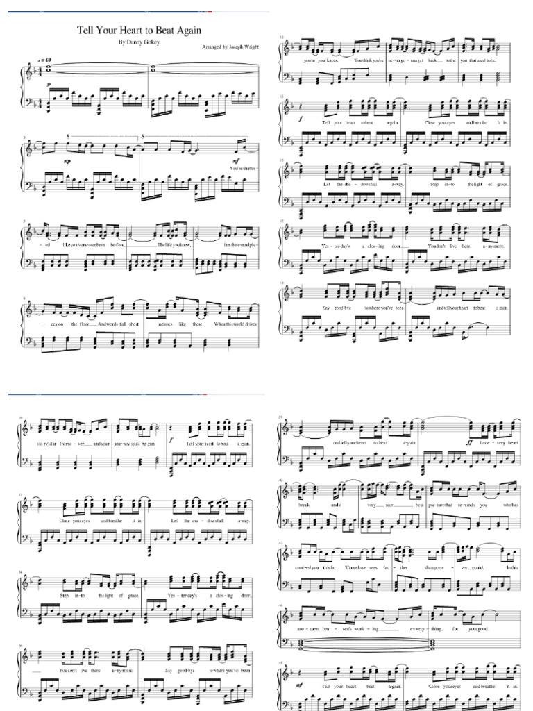 Sheet music for “Tell Your Heart to Beat Again” in a PDF document view