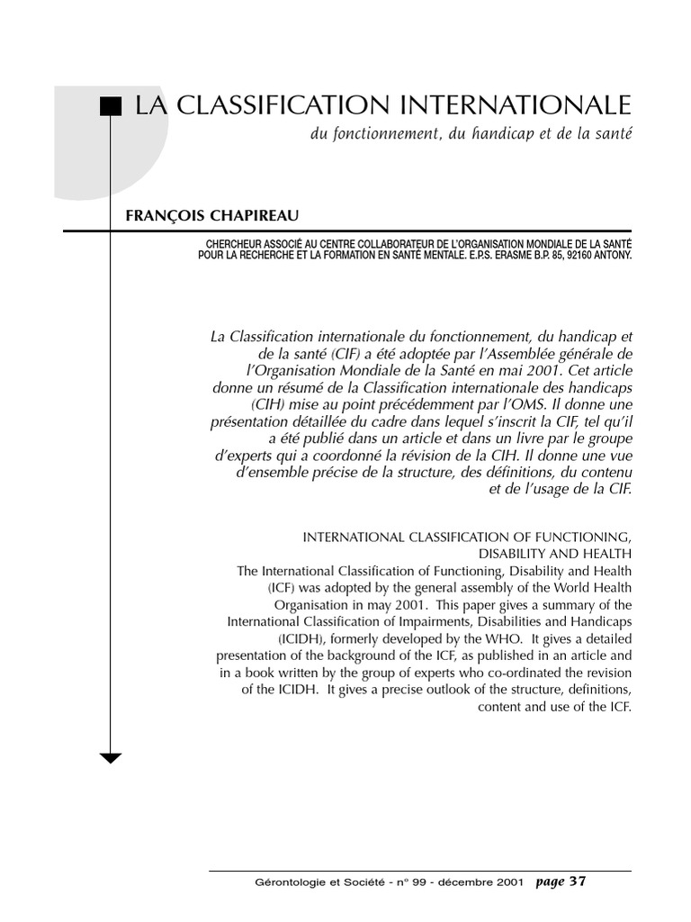 Classification internationale du handicap | PDF | Invalidité ...