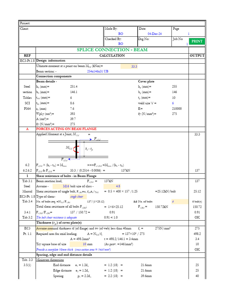 Structural Beam Connection Analysis | PDF | Beam (Structure) | Mechanics