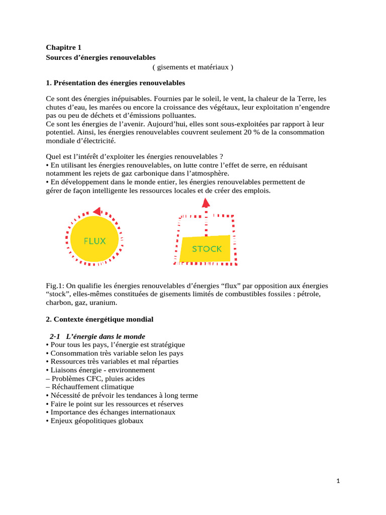 Énergies renouvelables : enjeux et statistiques | PDF | Pétrole | Effet ...