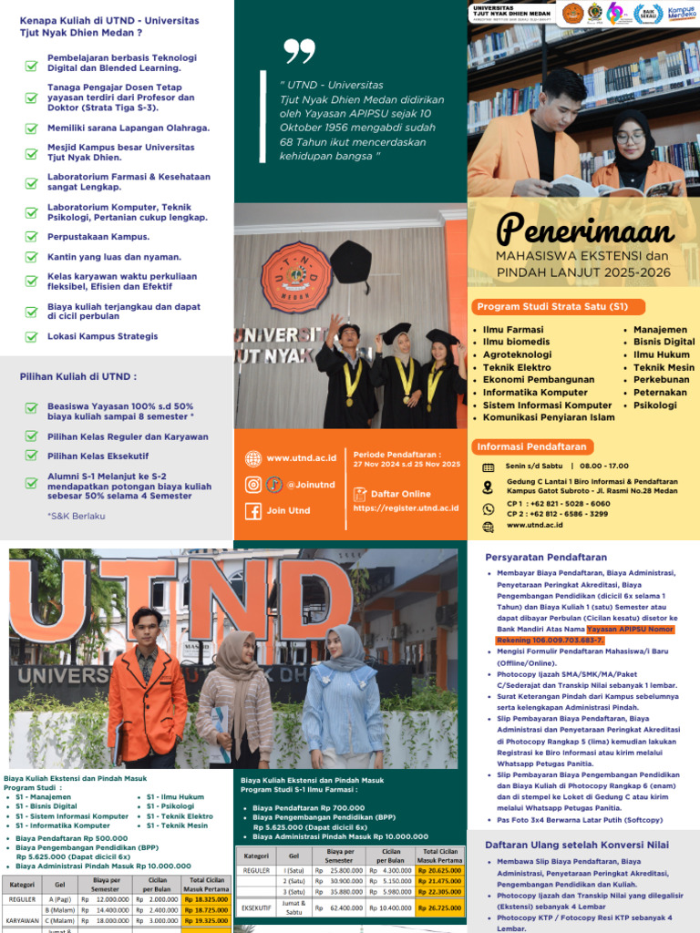 Pendaftaran Mahasiswa Ekstensi UTND 2025 | PDF