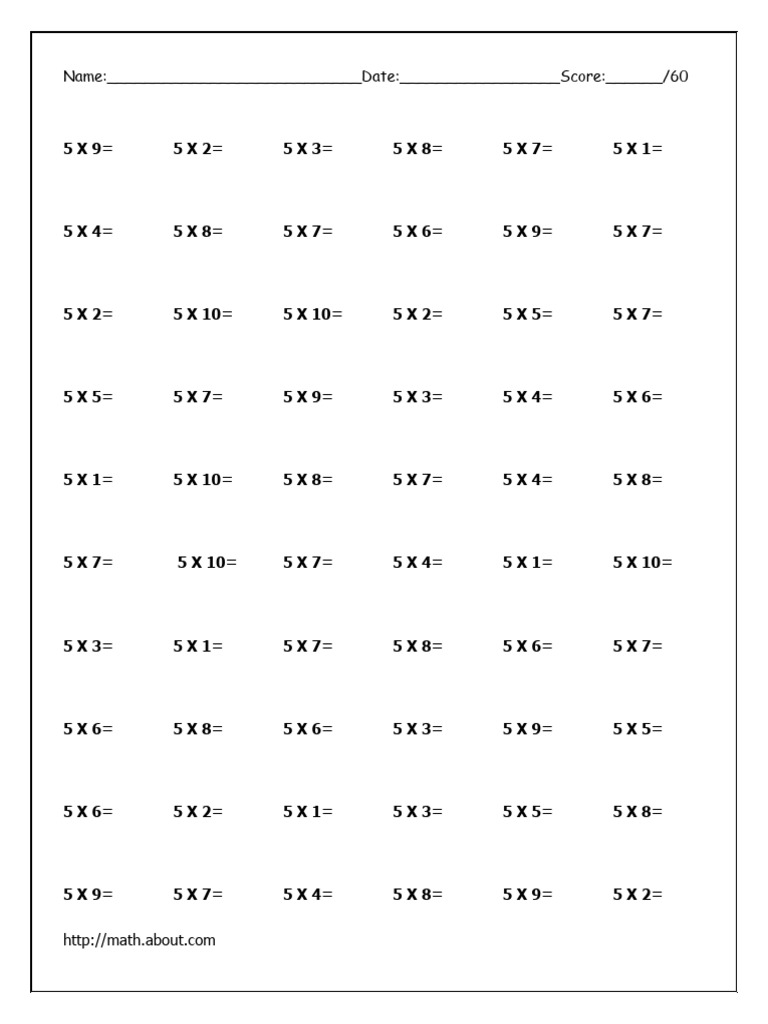 Grade 5 Multiplication Practice Sheet | PDF