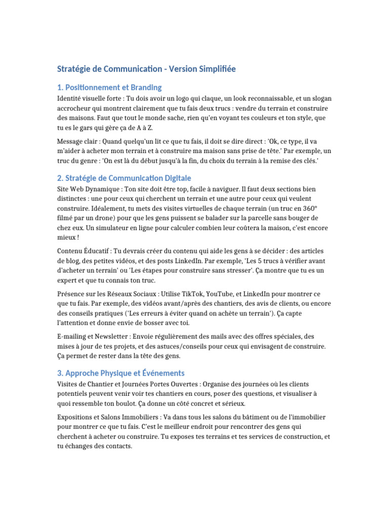 Stratégie de Communication Efficace | PDF | Application