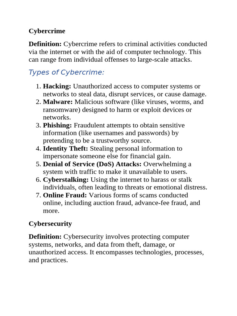 Cybercrime and Cybersecurity Overview | PDF | Security | Computer Security