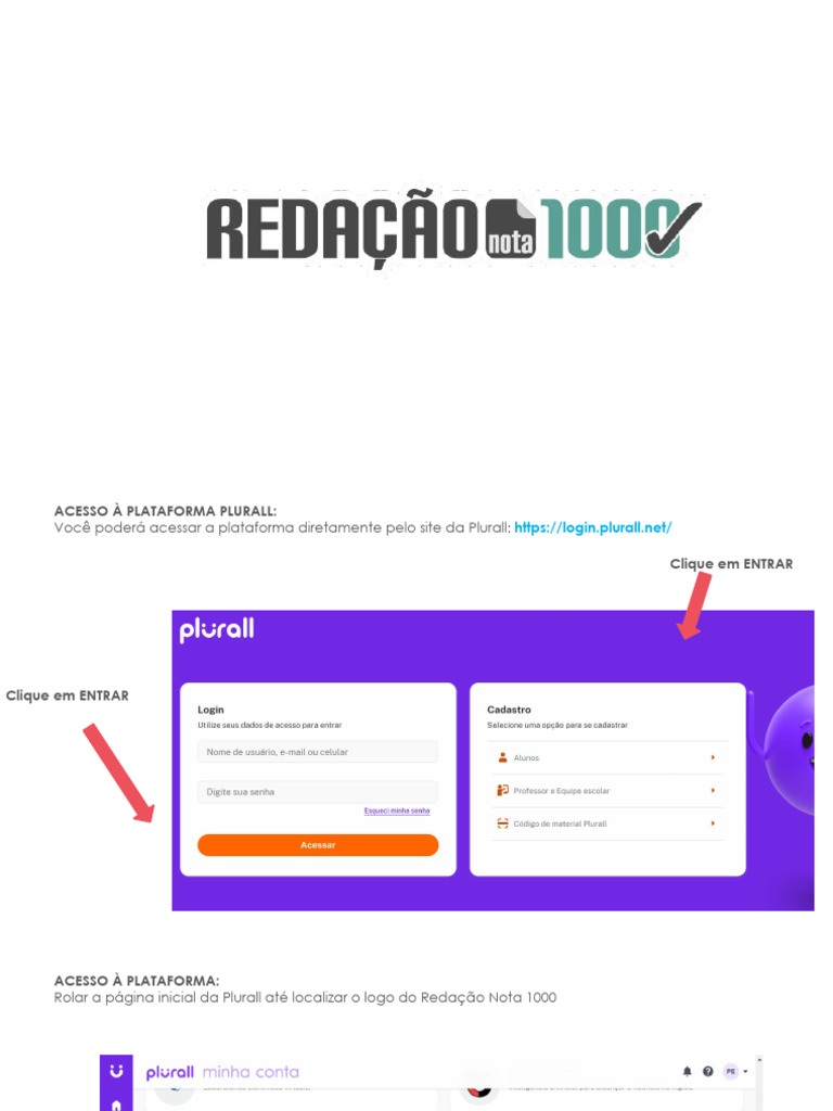 Acesso e Envio de Redações no Plurall | PDF
