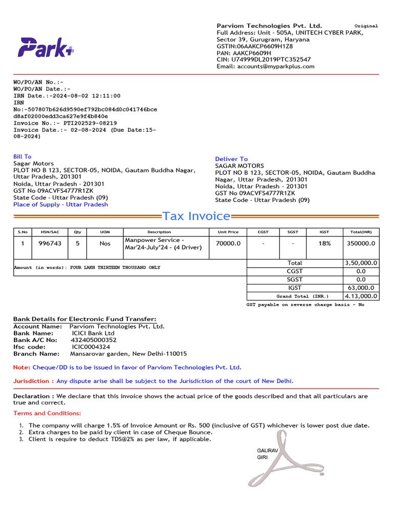 GST Invoice for Manpower Services | PDF | Invoice | Public Finance