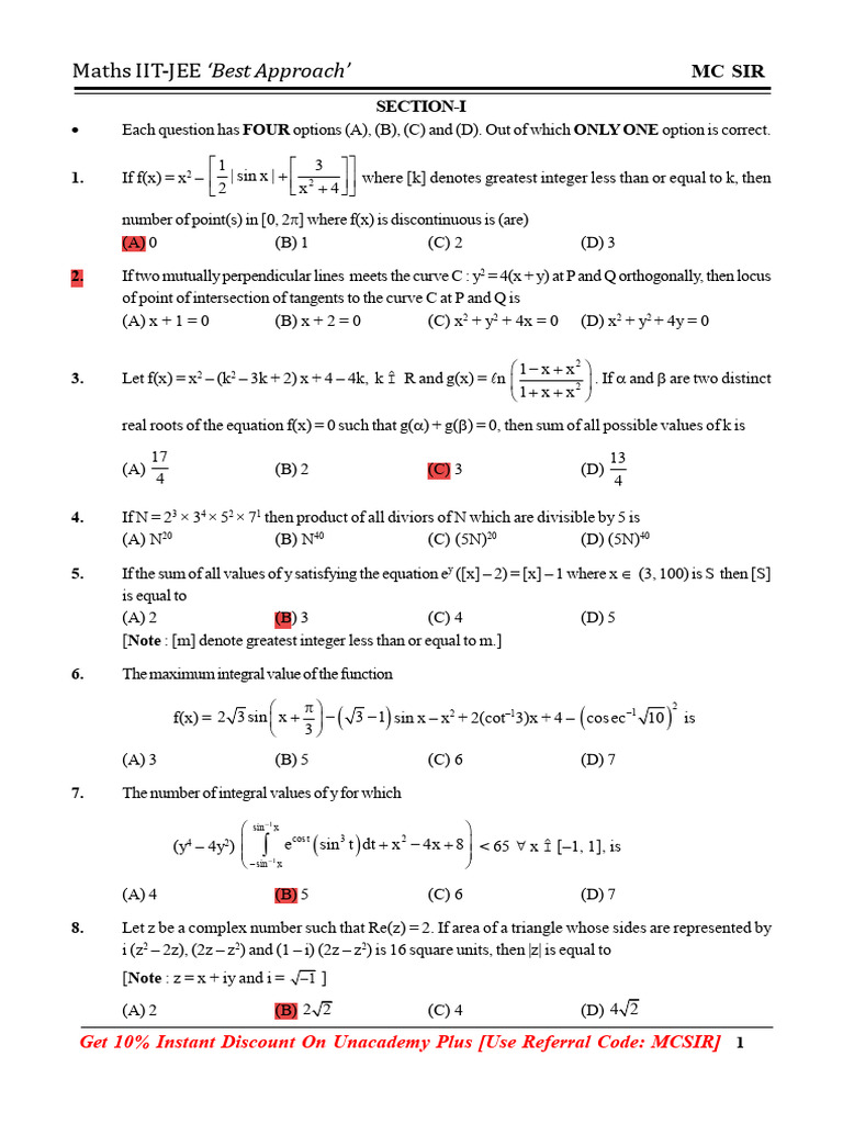 Maths 100 Ques | PDF | Triangle | Tangent