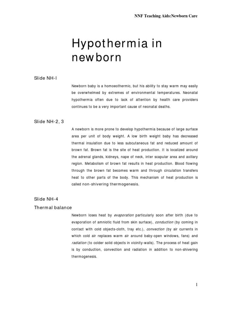 Hypothermia Infants Hypothermia