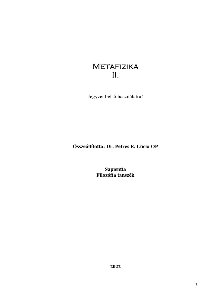 Metafizika II. Jegyzet 2022 - 17 | PDF