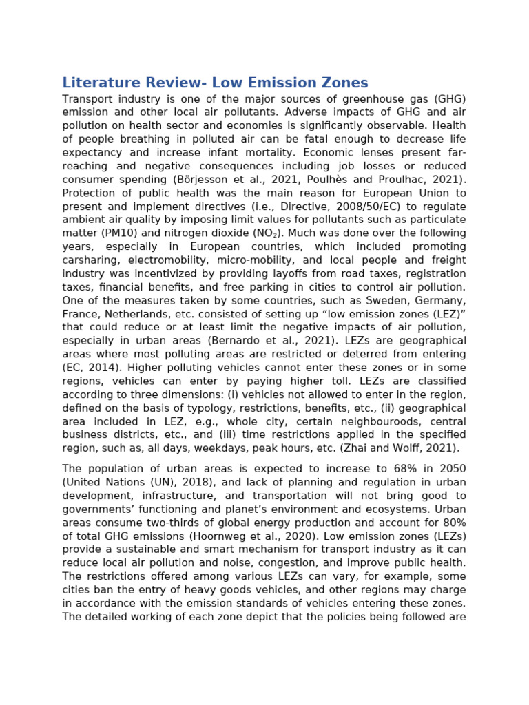 Literature Review On Air Pollution