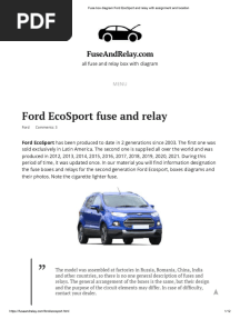 Fuse Box Diagram Ford EcoSport and Relay With Assignment and Location