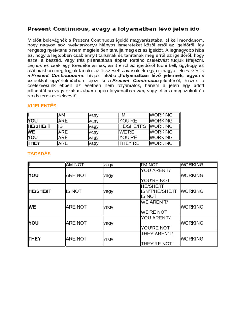 Present Continuous | PDF