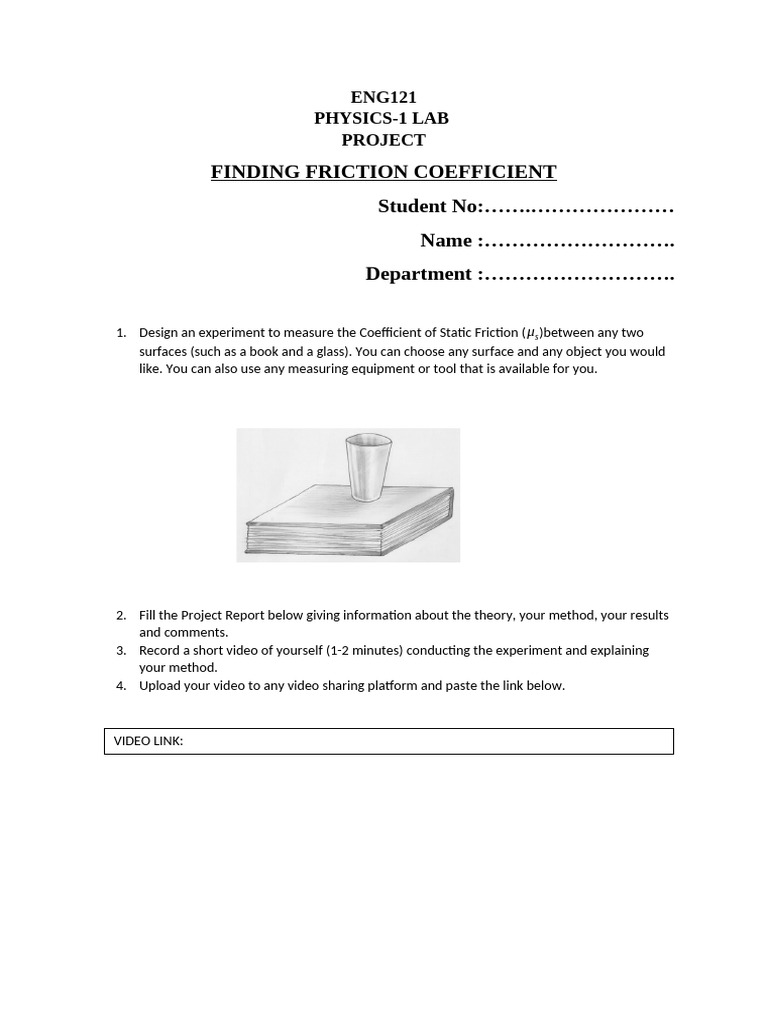 Project 1. Finding Friction Coefficient | PDF