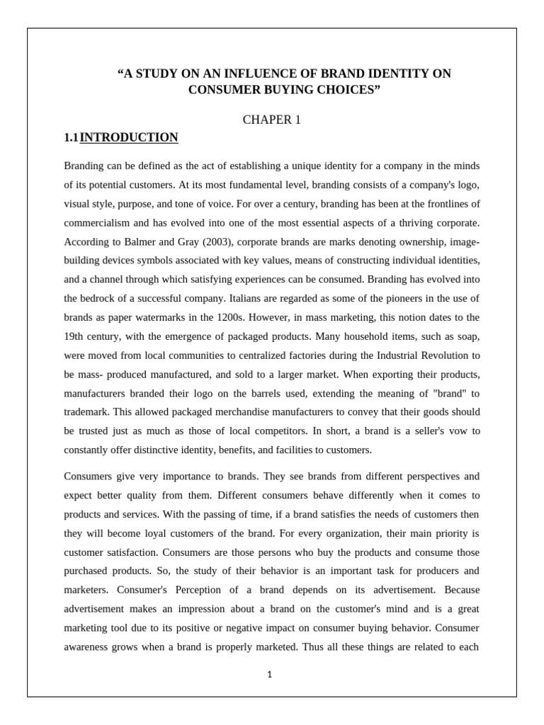 A study on an influence of brand identity on consumer buying choices 2