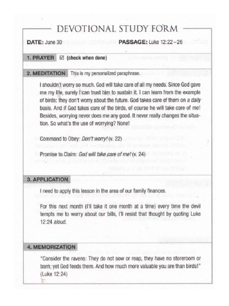 Devotional Study Form | PDF