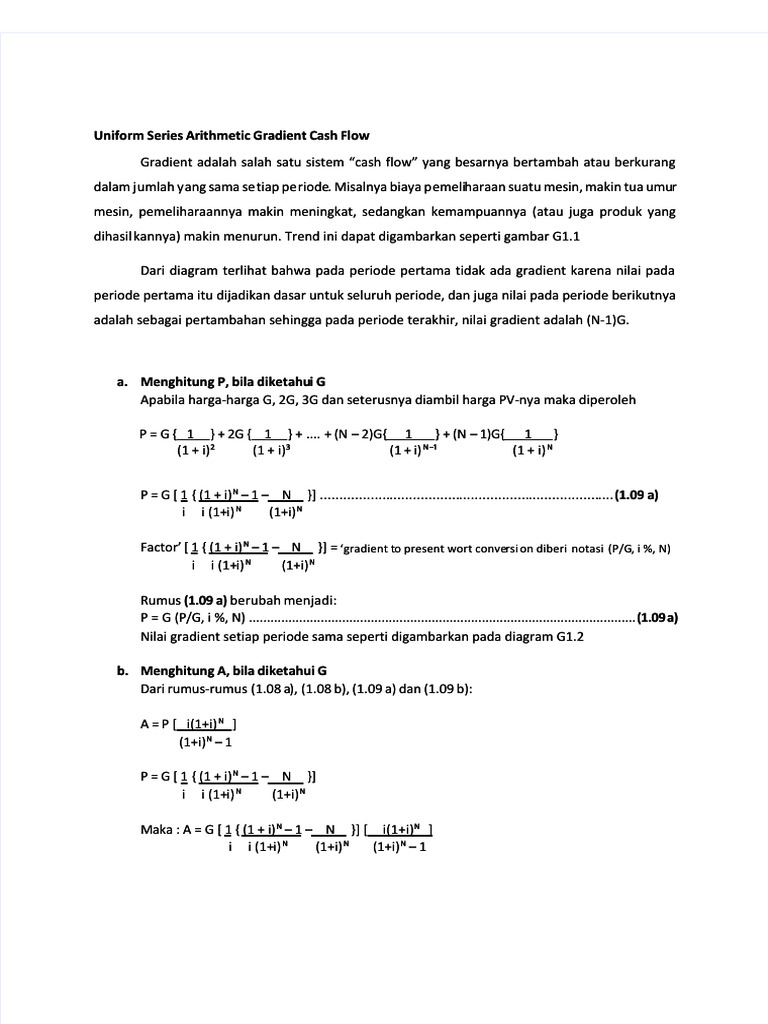 PDF Uniform Series Arithmetic Gradient Cash Flow - Compress | PDF