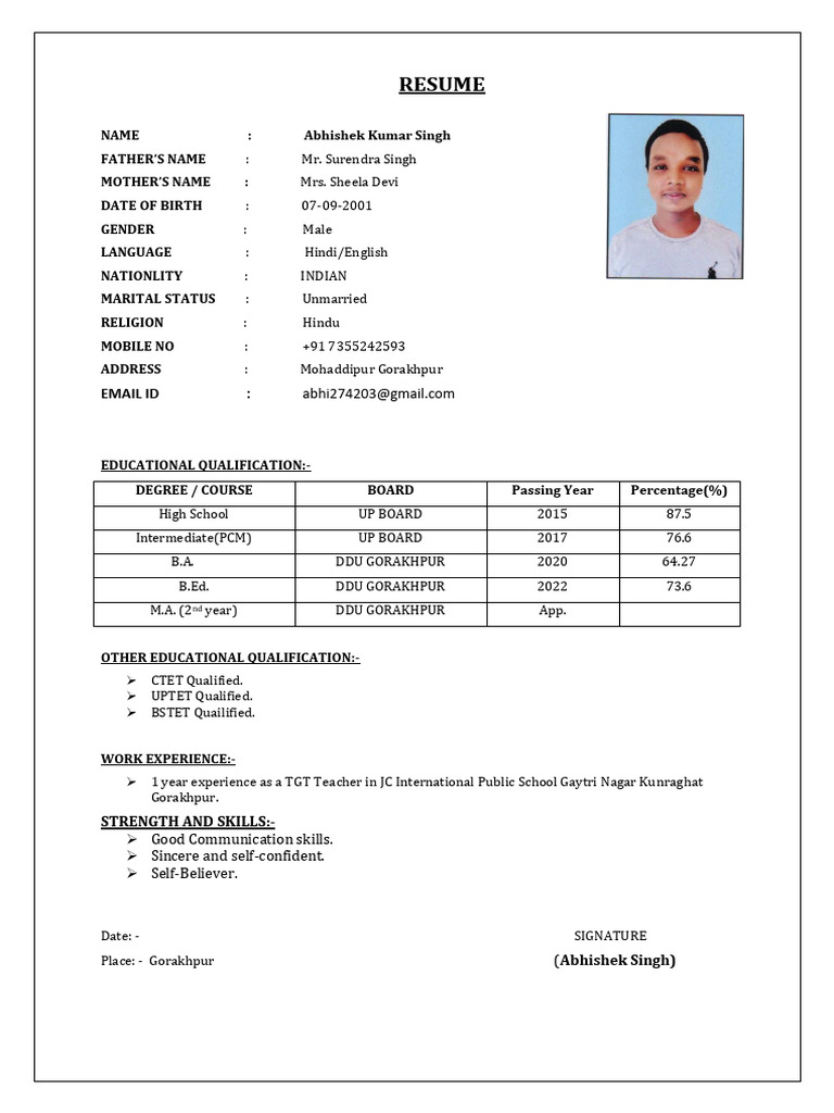 Abhishek Kumar Singh's Resume | PDF