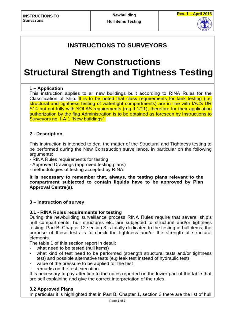 Testing of Compartments ITS I-B-1 - Rev - 1!23!04 - 2013 | PDF | Leak ...
