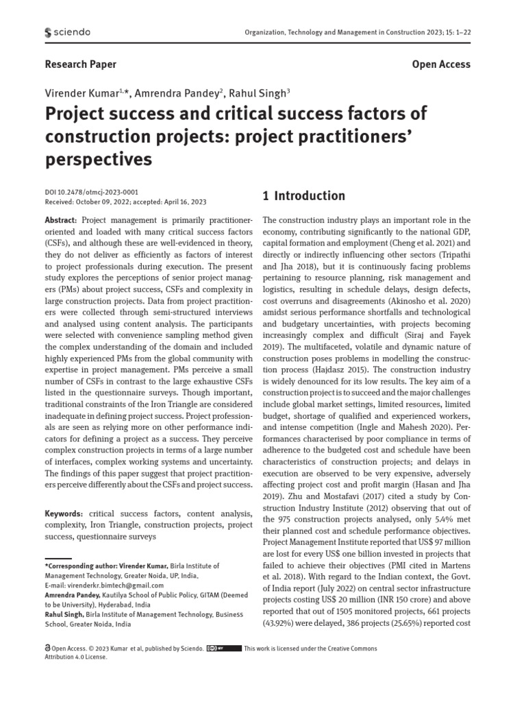 Project Success Factors in Construction | PDF | Project Management ...