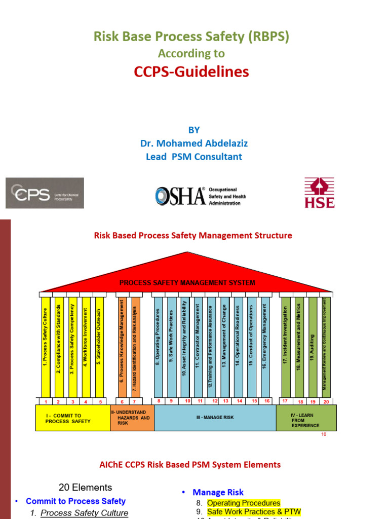 CCPS Risk-Based PSM System Elements | PDF | Occupational Safety And ...