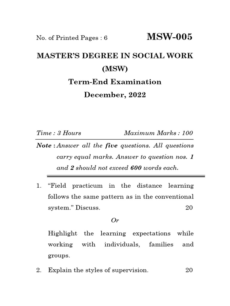 Msw 005 Pdf Community Development Academic Degree