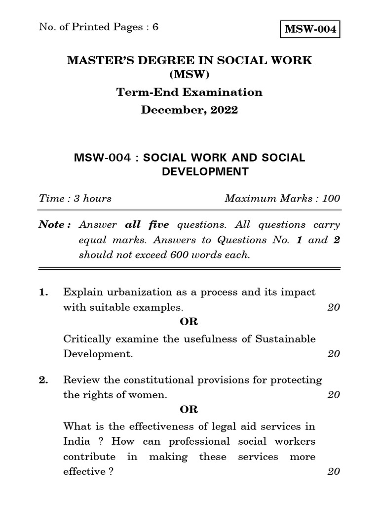 MSW-4 | PDF | Social Work | Welfare