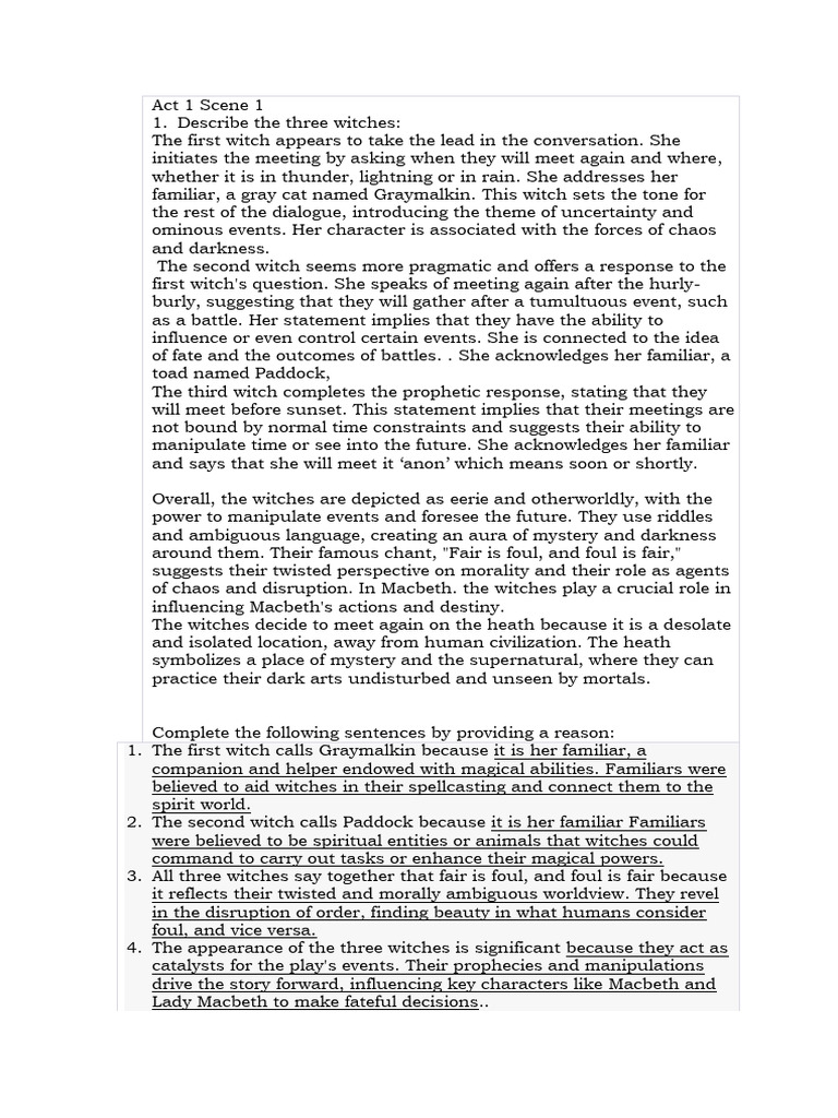 Act 1 Scene 1 Macbeth | PDF | Macbeth