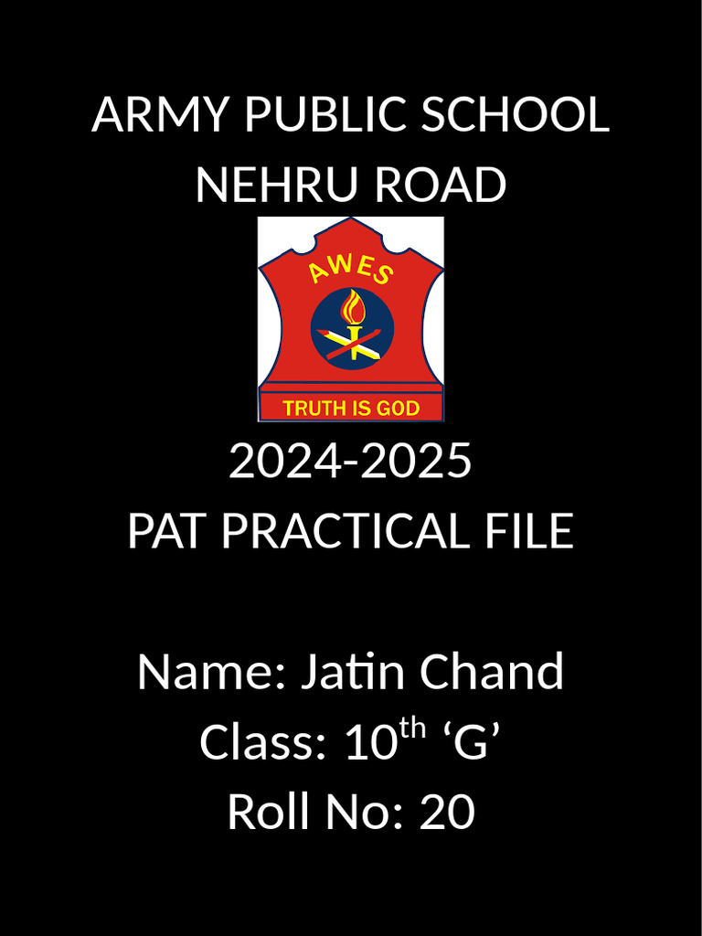 Army Public School 10th Grade PAT File | PDF