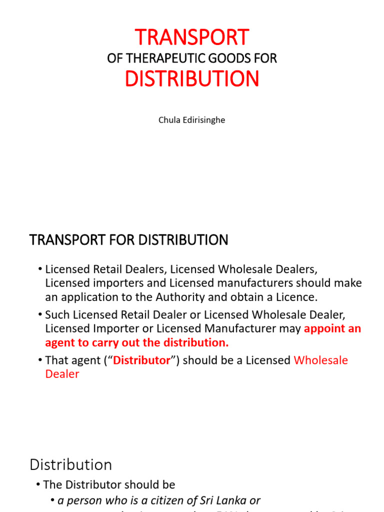 Guidelines for Transporting Therapeutic Goods | PDF | Pharmacovigilance