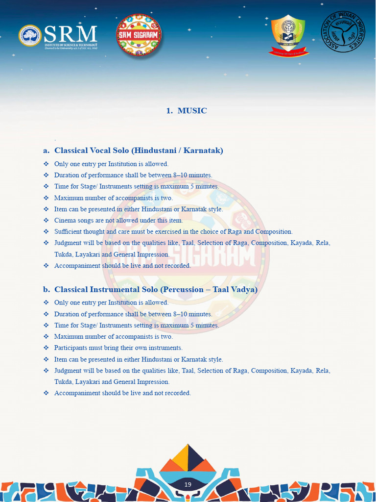 Music and Dance Competition Rules | PDF | Songs | Performing Arts
