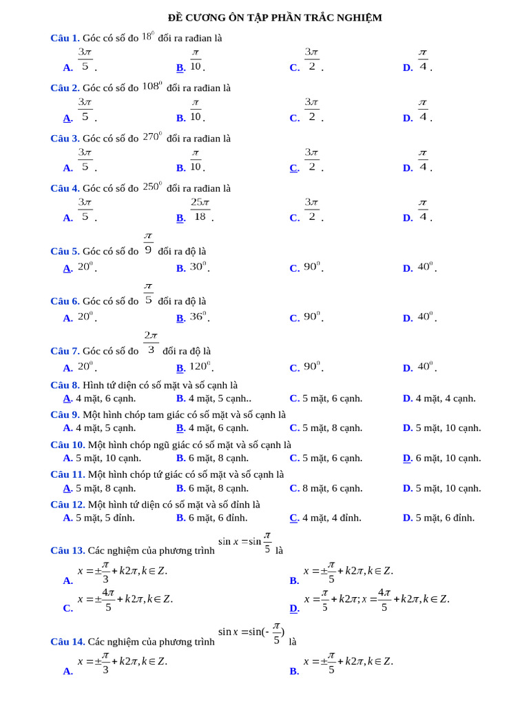 PHẦN TN ĐỀ 11 HK1 | PDF