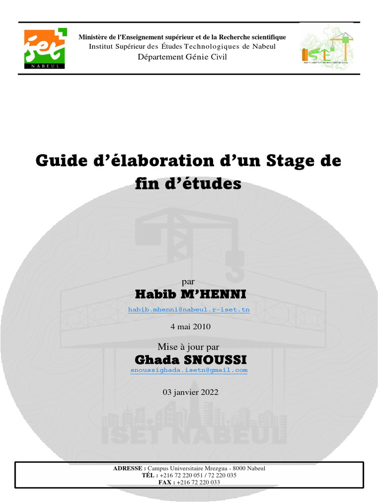 Guide de Stage de Fin d'Études | PDF | Écriture bicamérale | Police d ...