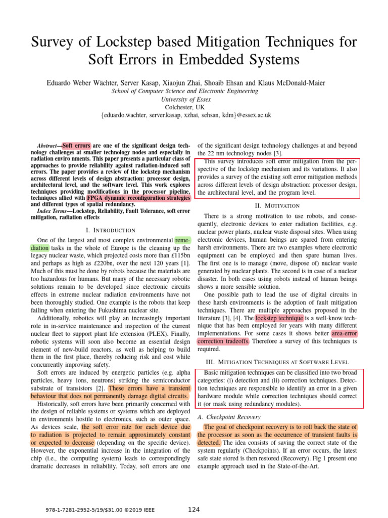 Survey of Lockstep Based Mitigation Techniques For Soft Errors in ...