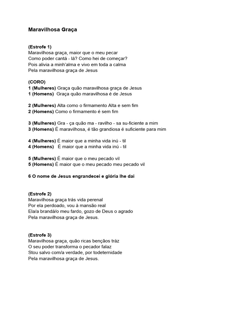 Maravilhosa Graça: Letra e Significado | PDF