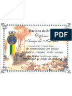 Diploma da Medalha Amigo Da Marinha Brasileira atribuida a Artur Victoria