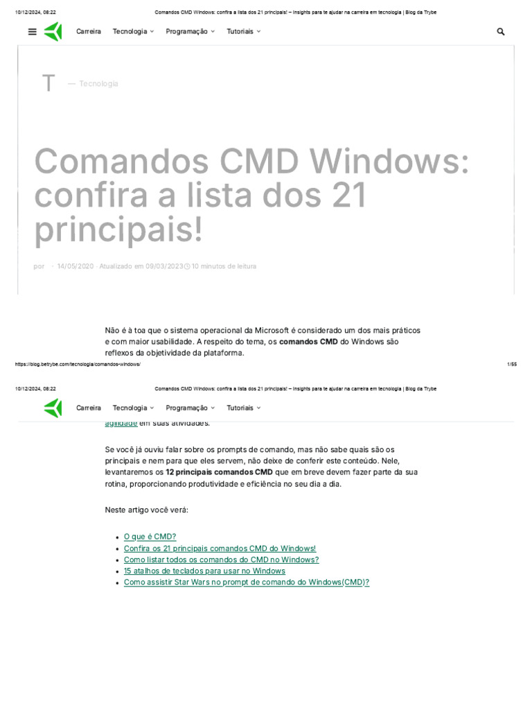 Comandos CMD Windows - Confira A Lista Dos 21 Principais | PDF | Botão ...