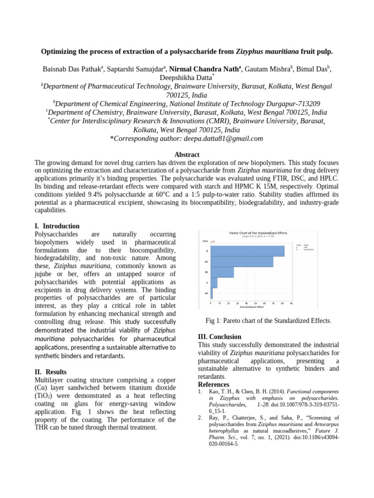 Optimizing Polysaccharide Extraction from Zizyphus | PDF | Materials ...