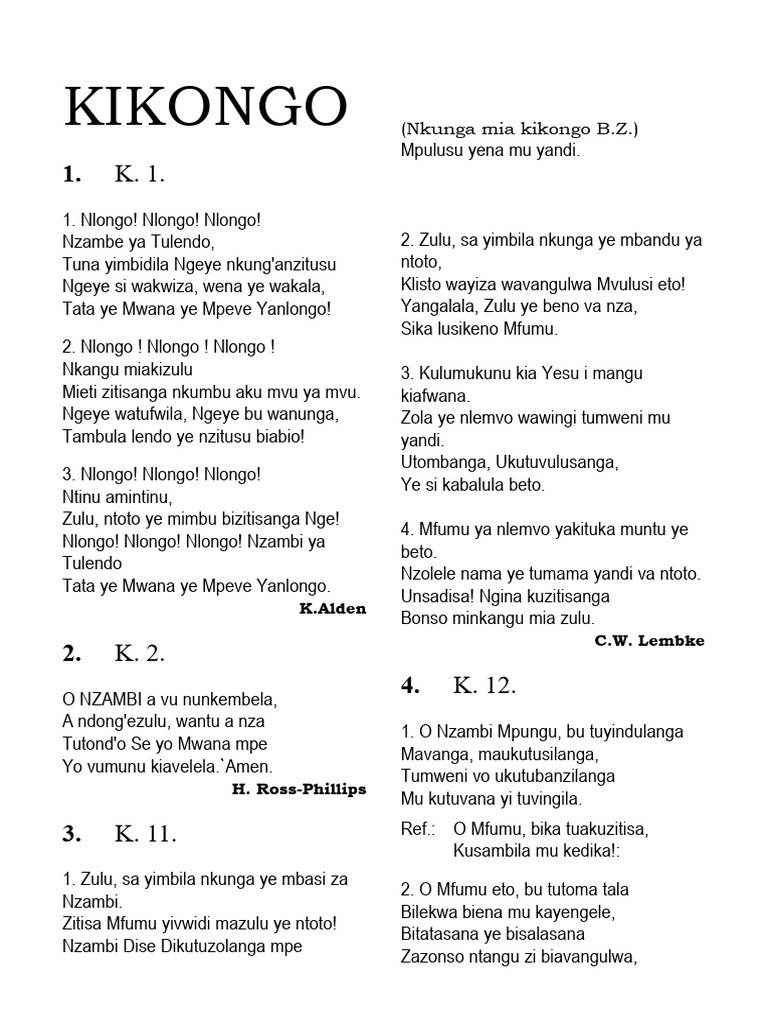 Chants et cantiques en Kikongo | PDF