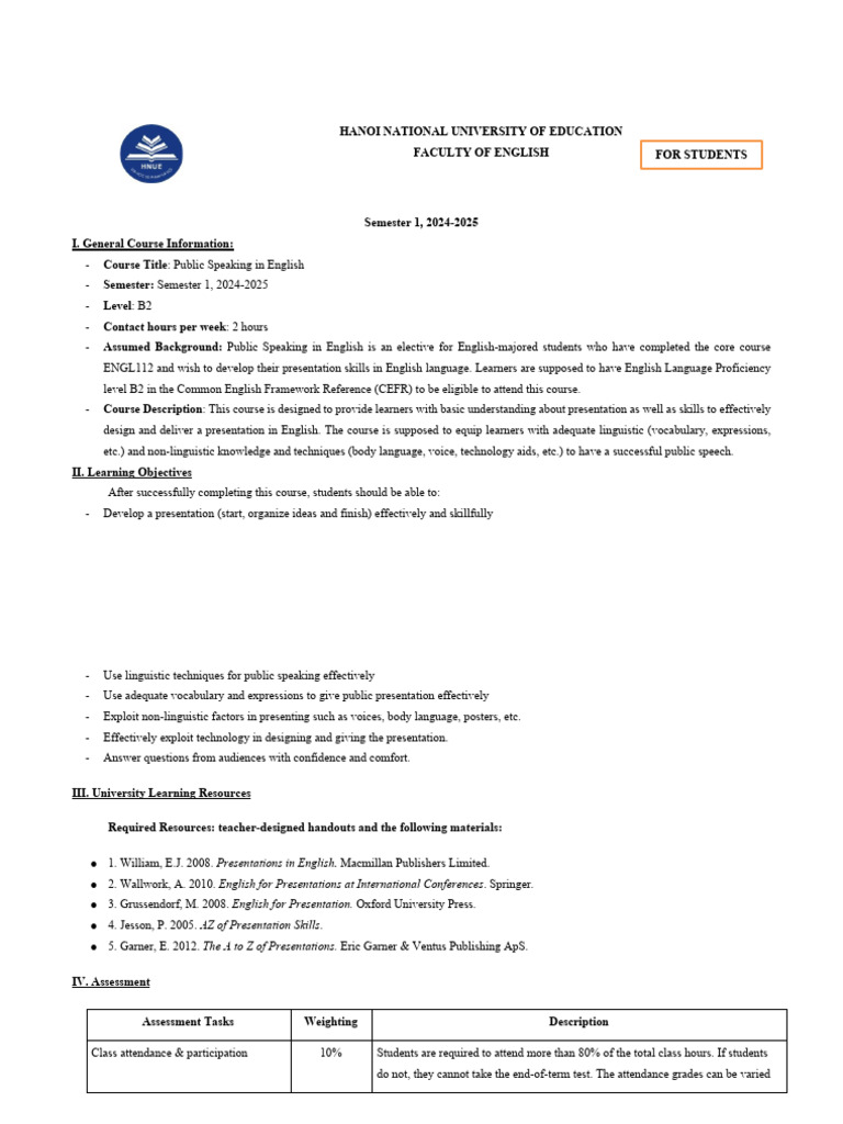 24-25 - HK1 - Course Profile - Kĩ Năng Thuyết Trình 15W - Students ...