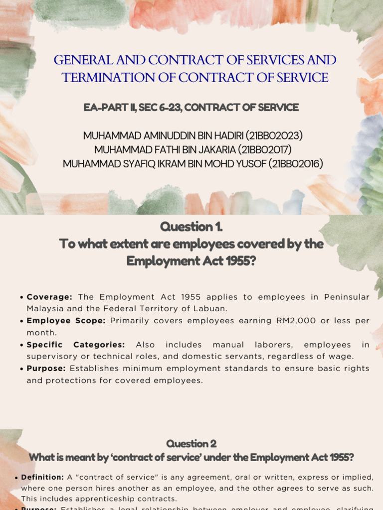 Employment Act 1955: Contract of Service Guide | PDF | Employment ...
