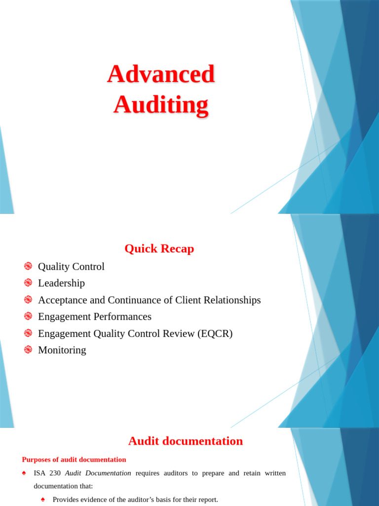 Advanced Auditing: Key Concepts Recap | PDF