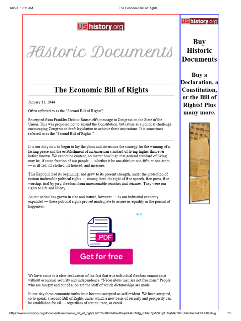 The Economic Bill of Rights | PDF | United States Bill Of Rights | The ...
