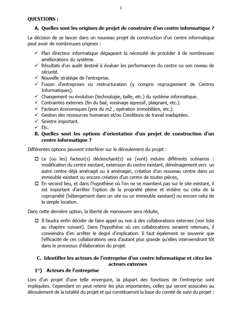 Origines et acteurs d'un centre informatique | PDF | Foudre | Business