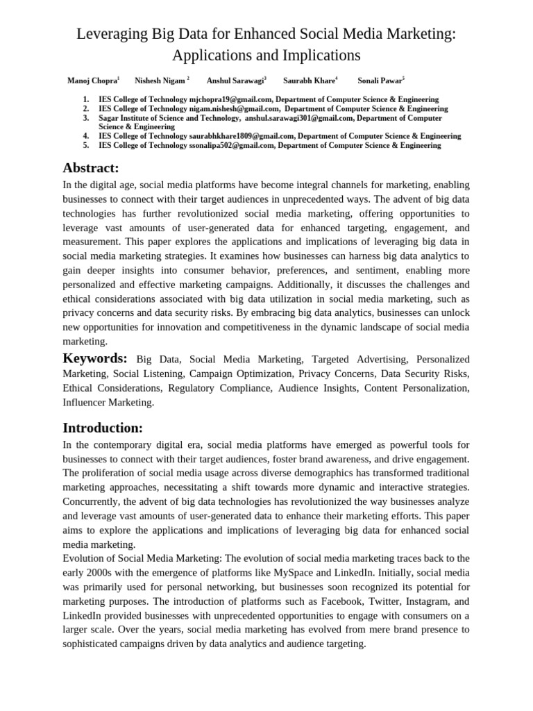 Leveraging Big Data For Enhanced Social Media Marketing | PDF | Social ...