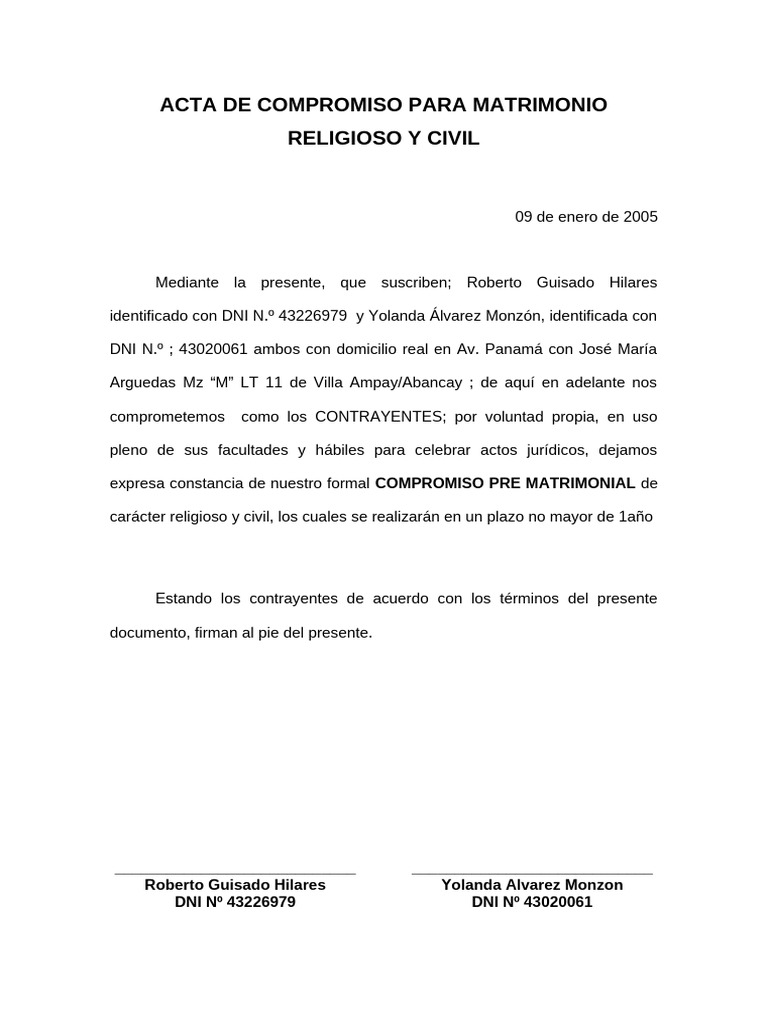 Compromiso Matrimonial Formal | PDF