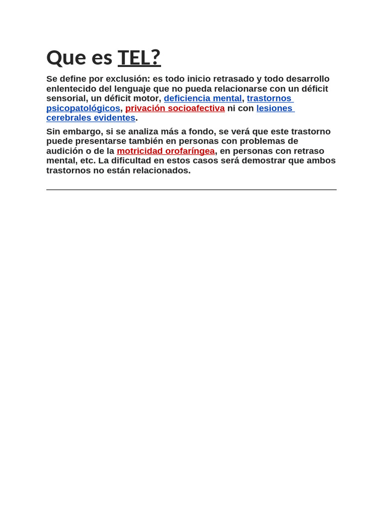 Definición de TEL y sus características | PDF