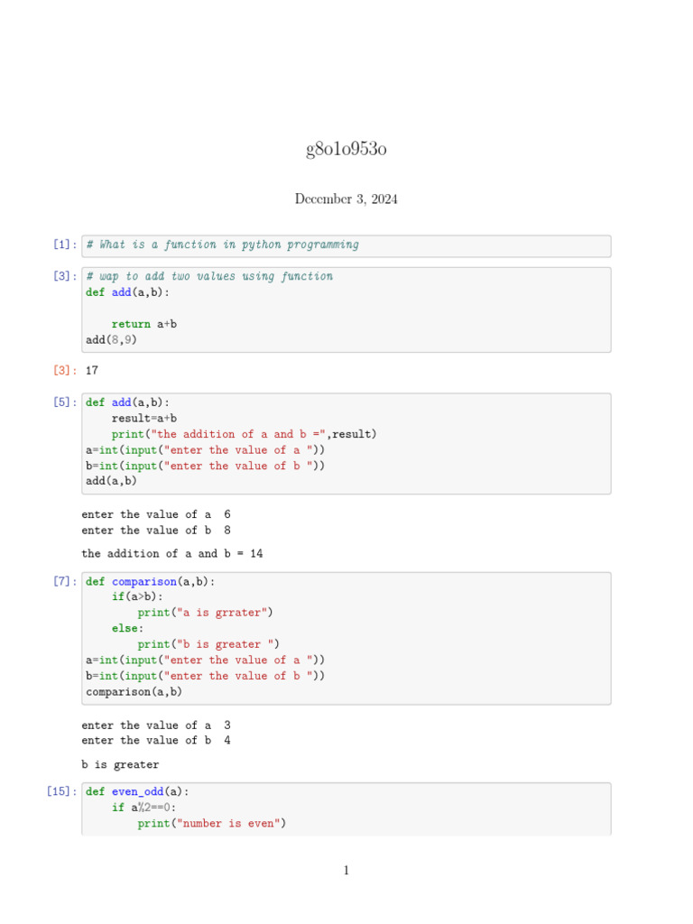 Python Functions: Examples & Usage | PDF | Computer Programming ...