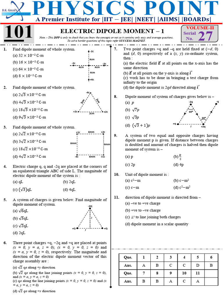 Electric Dipole Moment Calculations | PDF | Dipole | Electrical Engineering