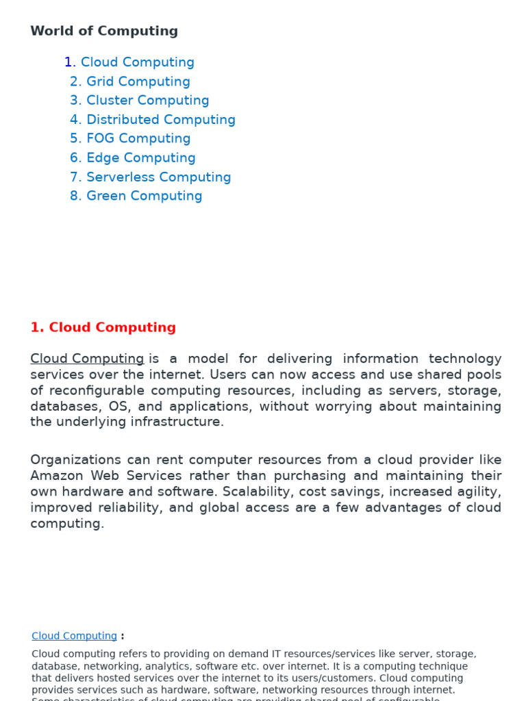 L1.4 - The World of Computing | PDF | Cloud Computing | Computer Cluster